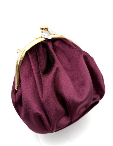 BOLSO MADRINA BODAS OTOÑO INVIERNO DE BOQUILLA MEDIA LUNA TERCIOPELOE COLOR VINO BUERDEOS BURGUNDY