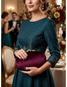 CLUTCH DE FIESTA ELEGANTE TERCIOPELO VINO BURDEOS, BURGUNDY 2
