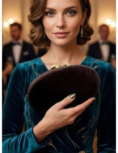 CLUTCH GALA OTOÑO INVIERNO ELEGANTE TERCIOPELO GALAS Y EVENTOS COLOR MARRON CHOCOLATE 2