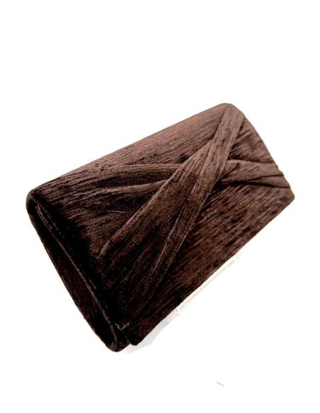 BOLSOS DE FIESTA OTOÑO INVIERNO BAGETE TECIOPELO COLR MMARRON CHOCOLATE