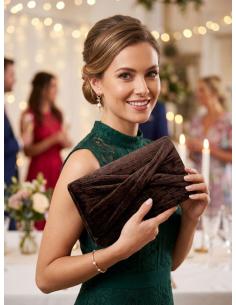 BOLSOS DE FIESTA OTOÑO INVIERNO BAGETE TECIOPELO COLR MMARRON CHOCOLATE 2