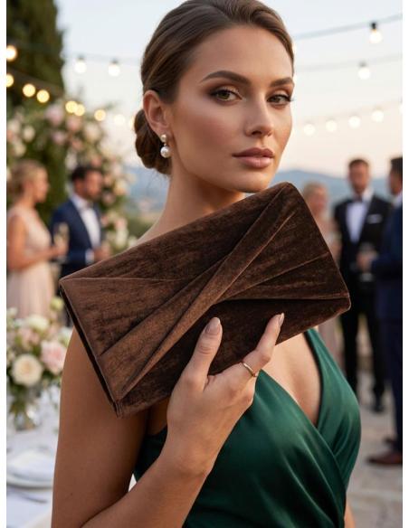 BOLSOS DE FIESTA OTOÑO INVIERNO BAGETE TECIOPELO COLR BRONCE