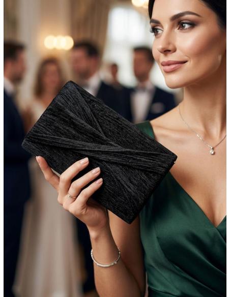 BOLSOS DE FIESTA OTOÑO INVIERNO BAGETE TECIOPELO COLOR NEGRO