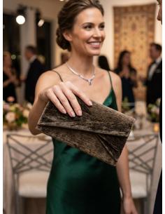 BOLSOS DE FIESTA OTOÑO INVIERNO BAGETE TECIOPELO COLOR VERDE CAZA PERLADO 2