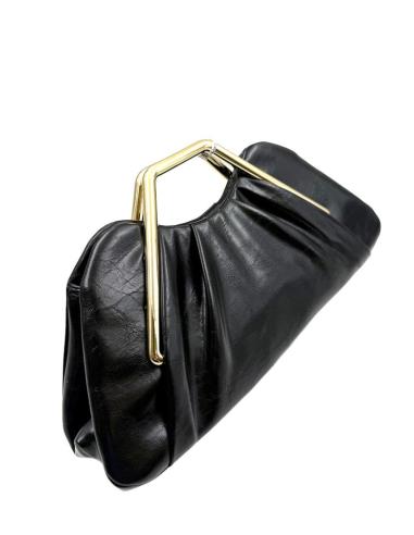 BOLSO DE INVITADA ELEGANTE OTOÑO INVIERNO CON ASA GEOMETRICA NEGRO