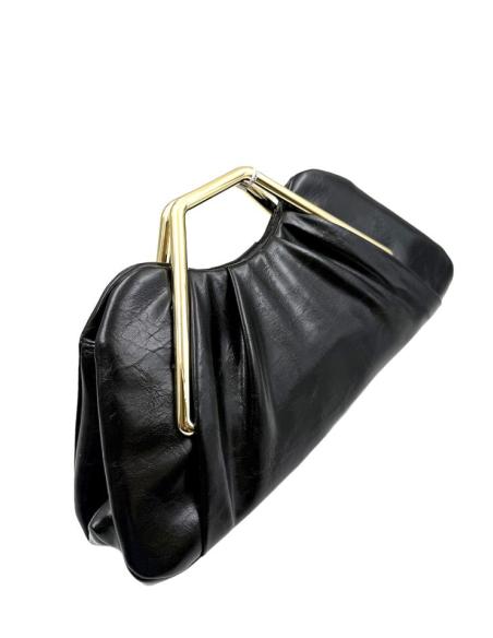 BOLSO DE INVITADA ELEGANTE OTOÑO INVIERNO CON ASA GEOMETRICA NEGRO