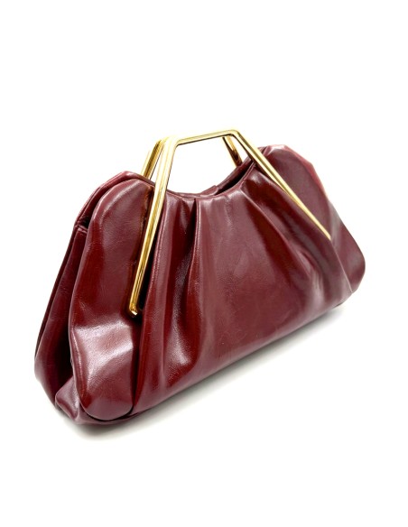 BOLSO ELEGANTE ORIGINAL COMUNION OTOÑO INVIERNO CON ASA GEOMETRICA GRANATE, ROJO OSCURO CHERRY-RED