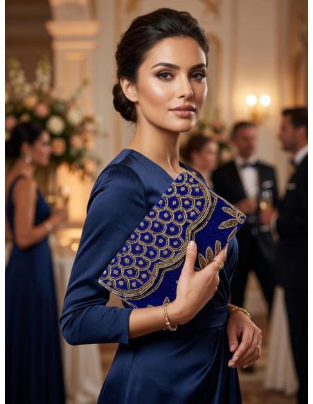 BOLSOS FIESTA AZULONES CARTERA DE NOCHE TERCIOPELO | MUJER OTOÑO INVIERNO