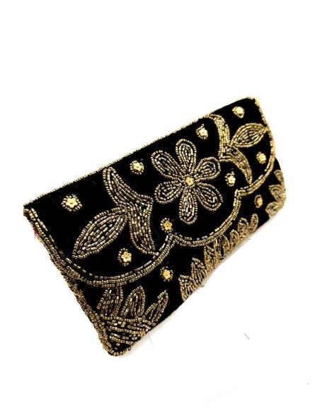 BOLSOS NEGROS CON PEDRERIA CARTERA DE TERCIOPELO | NOCHE OTOÑO INVIERNO