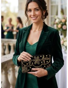 BOLSOS NEGROS CON PEDRERIA CARTERA DE TERCIOPELO | NOCHE OTOÑO INVIERNO 2
