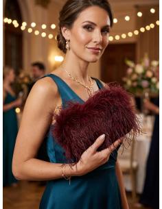 Bolso Fiesta Granate con plumas para madrina boda 2