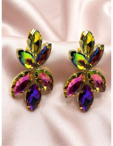 PENDIENTE EVENTO Y GALA TORNASOL VERDE MORADO | LOOK IMPECABLE