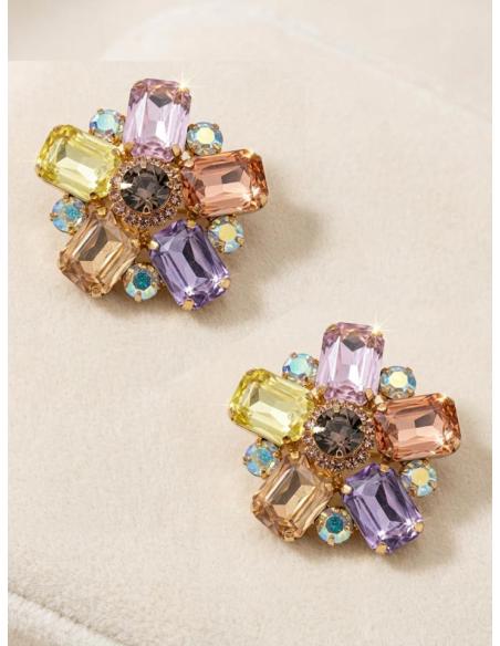 PENDIENTES CORTOS DE MADRINA DE BODA ROSETON FLOR| GALA Y EVENTO