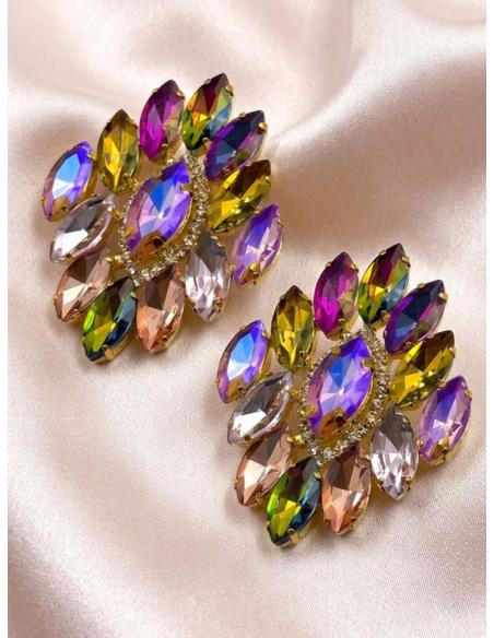 PENDIENTES DE GALA PEDRERIA MULTICOLOR TORNASOL | EVENTO Y BODA NOCHE