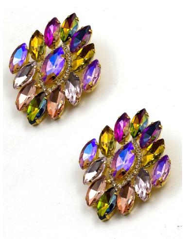 PENDIENTES DE GALA PEDRERIA MULTICOLOR TORNASOL | EVENTO Y BODA NOCHE