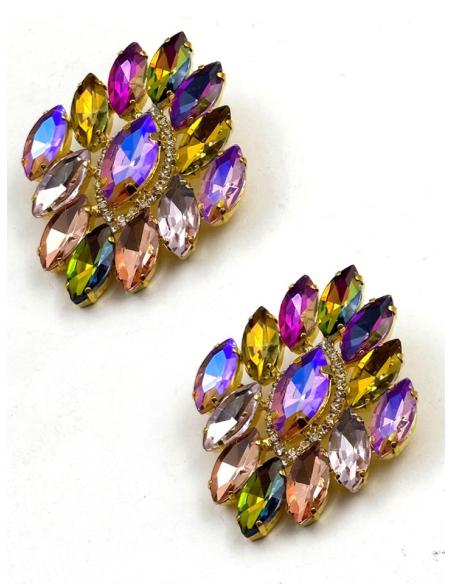 PENDIENTES DE GALA PEDRERIA MULTICOLOR TORNASOL | EVENTO Y BODA NOCHE