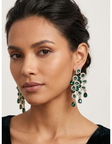 PENDIENTES VERDES COLA PAVO REAL PARA LOOK DE GALA DE NOCHE | INVITADA EVENTOS