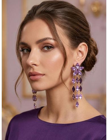 PENDIENTE LILAS LARGOS DE INVITADA DE BODA NOCHE | LOOK SOFISTICADO