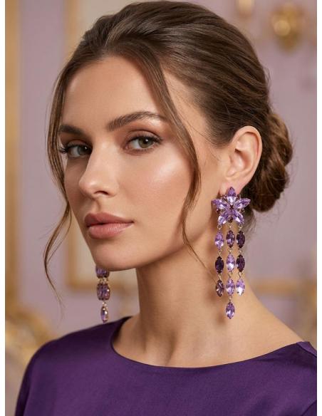 PENDIENTE LILAS LARGOS DE INVITADA DE BODA NOCHE | LOOK SOFISTICADO