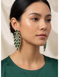 PENDIENTES VERDES LARGOS CON PEDRERIA ALTO BRILLO | EVENTOS NOCHE 2