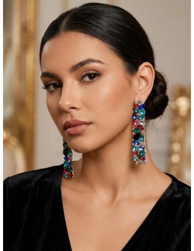 PENDIENTES INVITADA DE PEDRERIA FIESTA MULTICOLOR | LOOK NOCHE