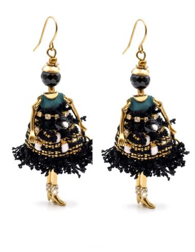 PENDIENTES LARGOS DE MUÑECA VESTIDO NEGRO Y VERDE | LOOK URBANO CASUAL