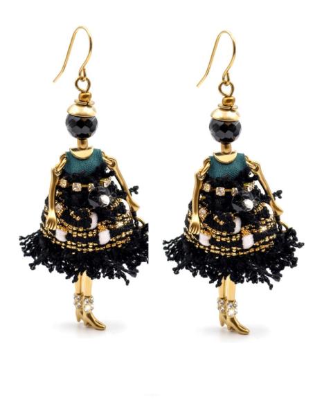 PENDIENTES LARGOS DE MUÑECA VESTIDO NEGRO Y VERDE | LOOK URBANO CASUAL