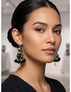 PENDIENTES LARGOS DE MUÑECA VESTIDO NEGRO Y VERDE | LOOK URBANO CASUAL 2