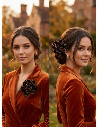 FLORES MARRONES DE TERCIOPELO PARA OTOÑO INVIERNO | BAUTIZO Y CASUAL ELEGANTE