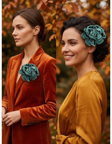 FLORES DE TELA PARA MUJER COLOR MODA AZUL NIEBLA | COMUNION Y PREBODA