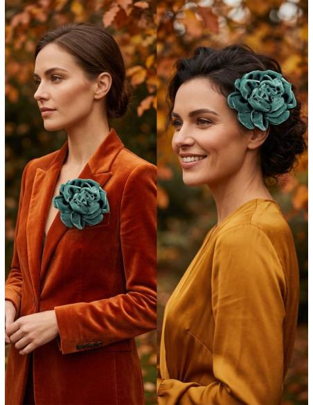 FLORES DE TELA PARA MUJER COLOR MODA AZUL NIEBLA | COMUNION Y PREBODA